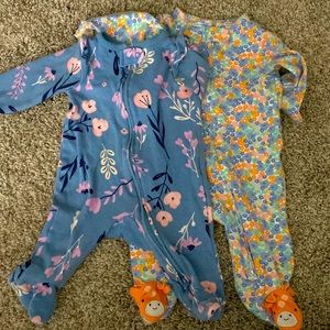 Footed pajamas. Size three months